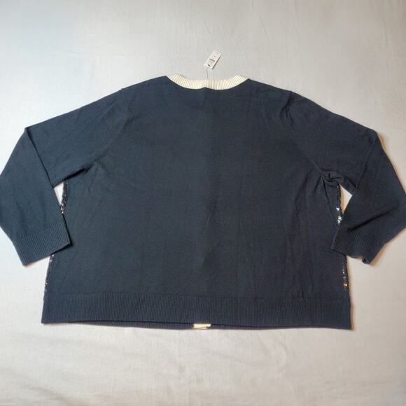 Talbots Women's Size 3X NWT Sequin Embellished Sweater Jacket Black - Picture 5 of 7